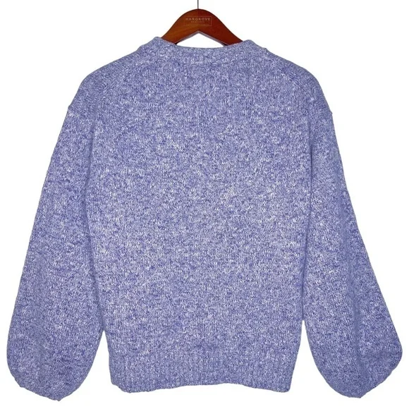 J. CREW NEW Puff Sleeve Crew Neck Sweater Size Medium in Lilac Ivory - Picture 13 of 15